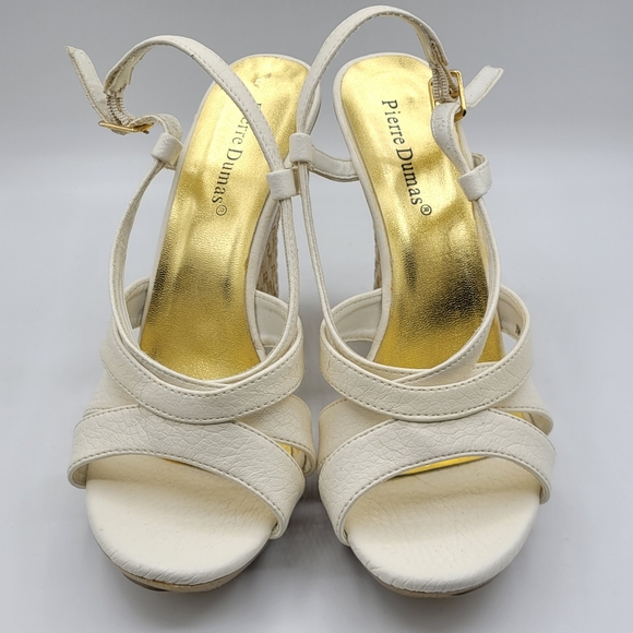Pierre Dumas strappy sandals, off-white,  4" heel, Size 8M - Picture 3 of 8